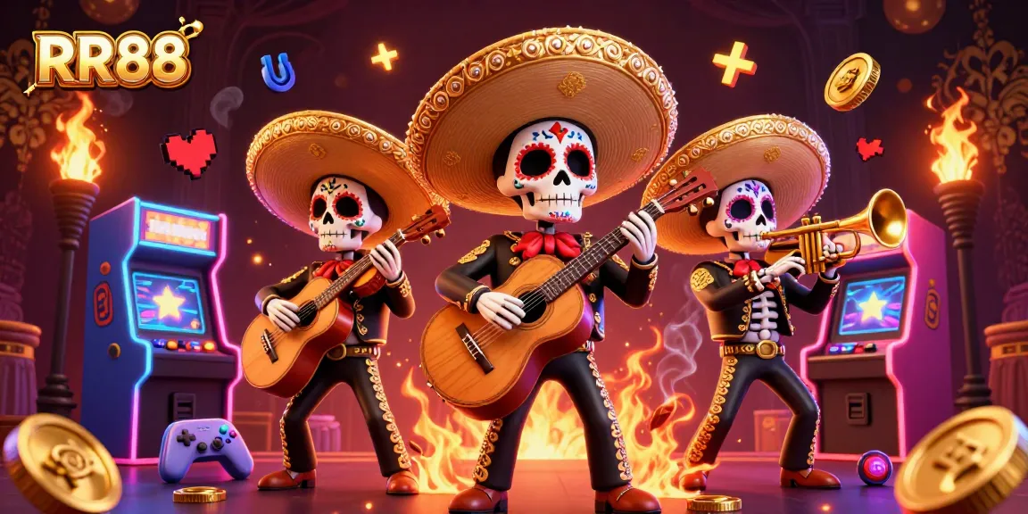 Experience the vibrant RR88 casino atmosphere with a lively mariachi band and dynamic game elements.
