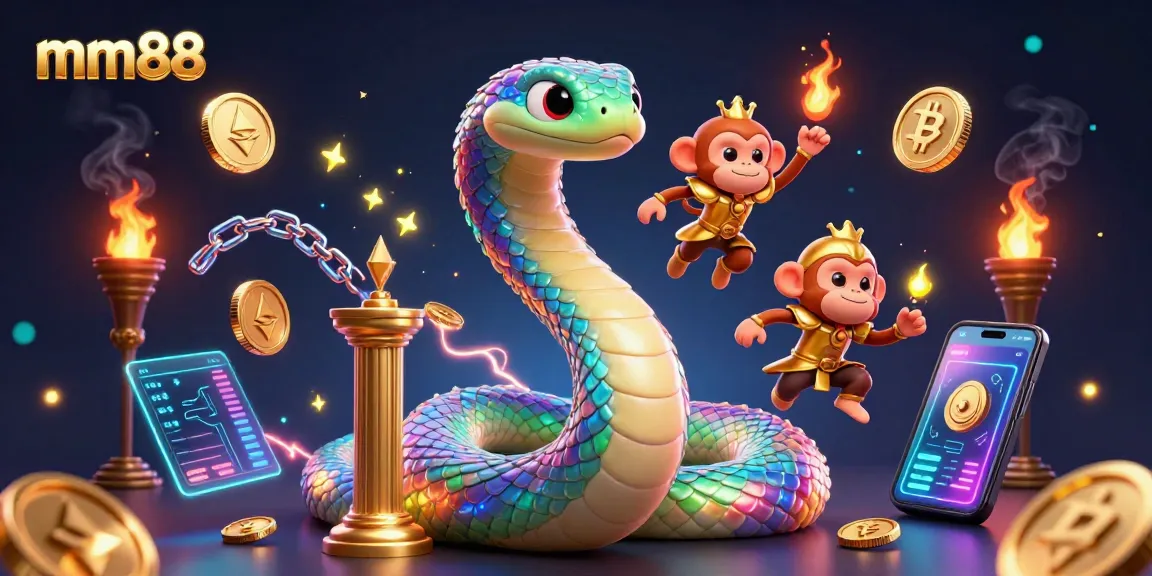 Win big with mm88 at an enchanting casino scene featuring vibrant characters and digital assets