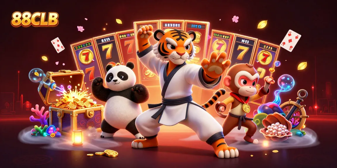 Engage with thrilling slots at 88CLB featuring kung fu characters and dynamic casino elements.