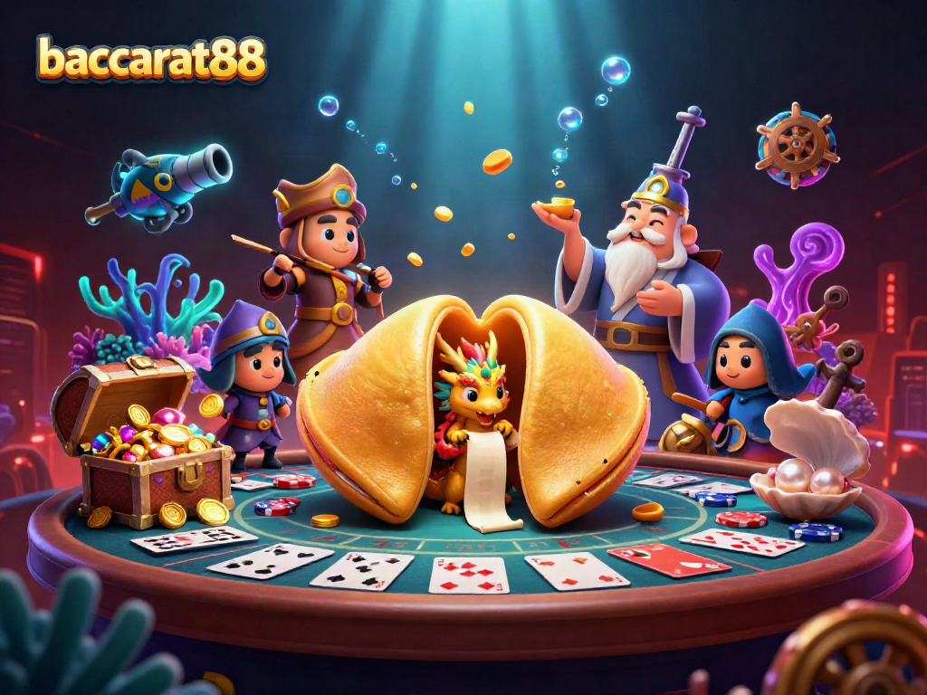 Baccarat88 showcases thrilling gameplay with a scene featuring a wise dragon and golden fortune elements.
