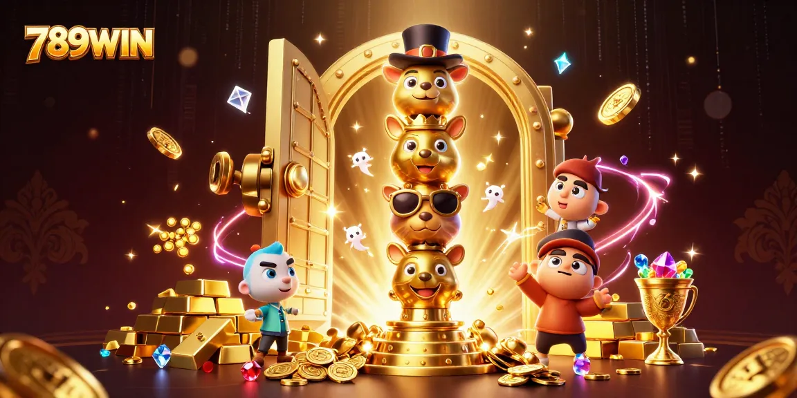 Experience the thrills of 789WIN with vibrant casino elements, gold treasures, and a dynamic totem scene!
