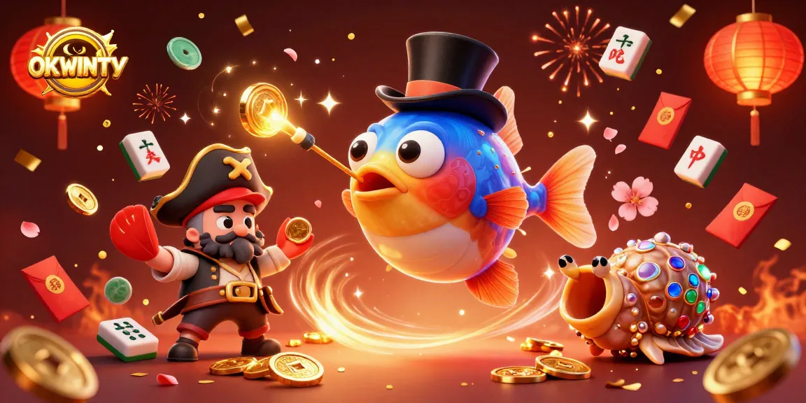 Catch the thrill of sports betting with OKWINTV – a vibrant scene featuring dynamic characters and festive gambling elements.