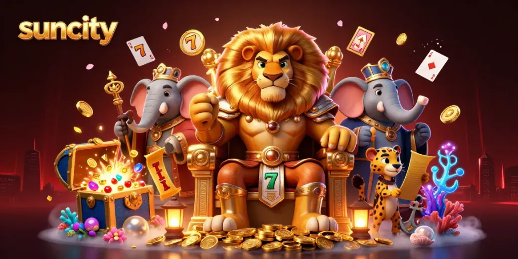 Harness the thrill of winning at Suncity with iconic slots and vibrant characters in a dazzling casino atmosphere.