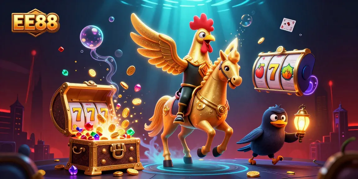 Experience thrilling gameplay with EE88, featuring a golden rooster and dynamic casino elements.