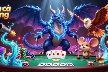 Bắn cá rồng showcases a vibrant underwater scene with dynamic fish game elements and powerful characters.